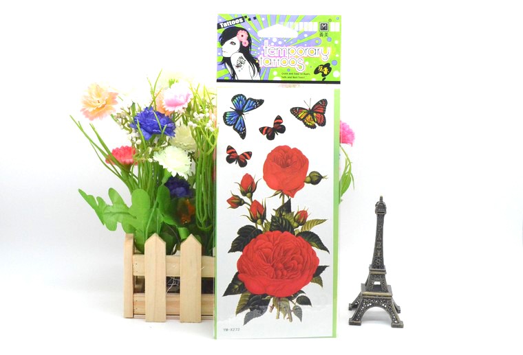 Cơ thể sơn không thấm nước bền màu bướm lớn màu đỏ hồng hình xăm sticker nữ bìa sẹo studio hình xăm dán 3d