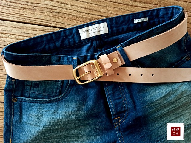 Fully handmade first layer cowhide matte vegetable tanned leather cowhide belt belt men's narrow 3 3 belt boutique pick up leaks