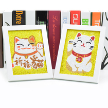 New lucky cat diamond sticker 5D full diamond childrens cartoon animation size diamond cross show embroidery living room