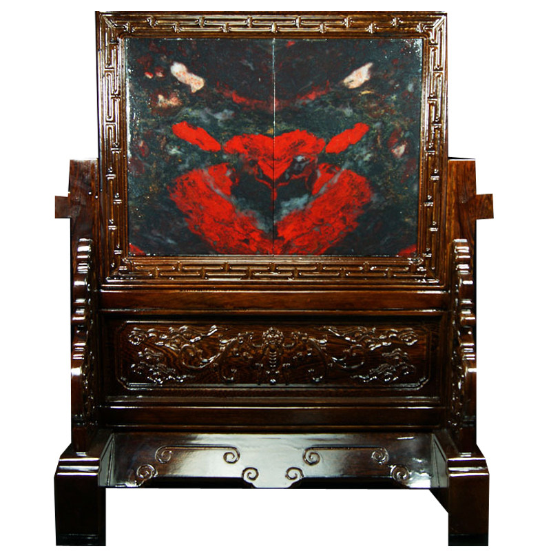 Orphan collection special natural pattern cornucopia Guilin chicken blood stone red jasper carved pieces screen ornaments on board