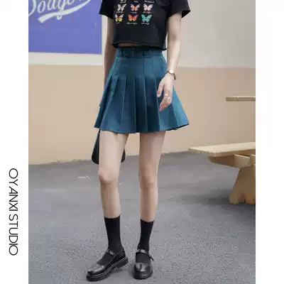 Ouyang Xi high waist personality belt design pleated skirt pleated skirt Joker slim student JK shorts