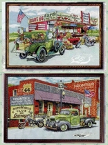 Cross-stitch drawing xsd redraw source file DW2938 road scenery DW3257 floats and cars on the road