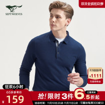 Seven Wolves Long Sleeve T-shirt Men Solid Collar Business Casual Youth Fashion Autumn Fashion Polo Shirt Men