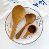 Japanese Japanese style solid wood porridge spoon log ramen spoon retro household paintless rice spoon spoon cooking spoon