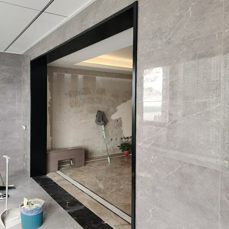 Non-fingerprint very narrow edge black titanium gold stainless steel door cover light luxury gun off-white minimalist door frame metal pass cover