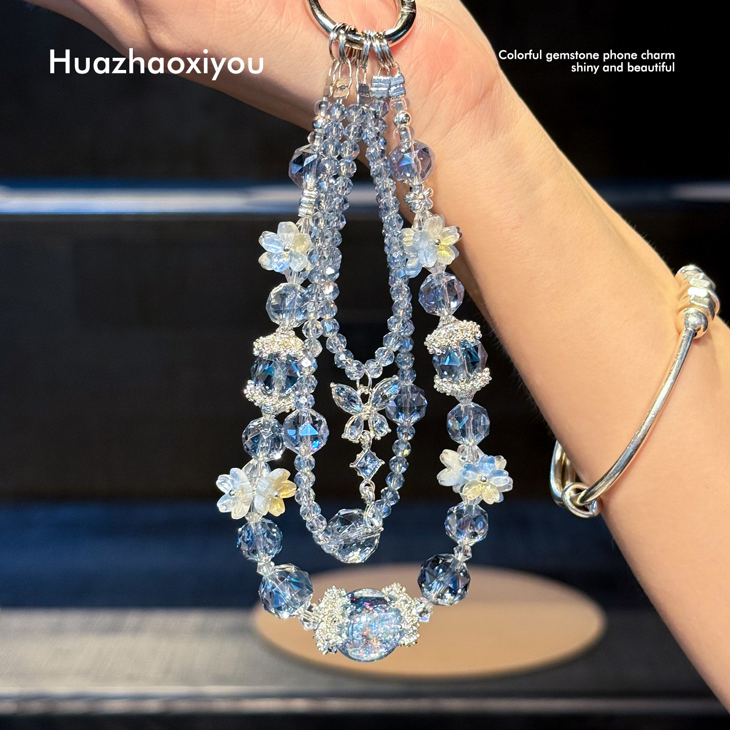 Heavy Industry Shijia Sparkling Mobile Phone Chain Charm Wristband Anti-Loss Crystal Chain High-End Bag Charm Luxury Keychain