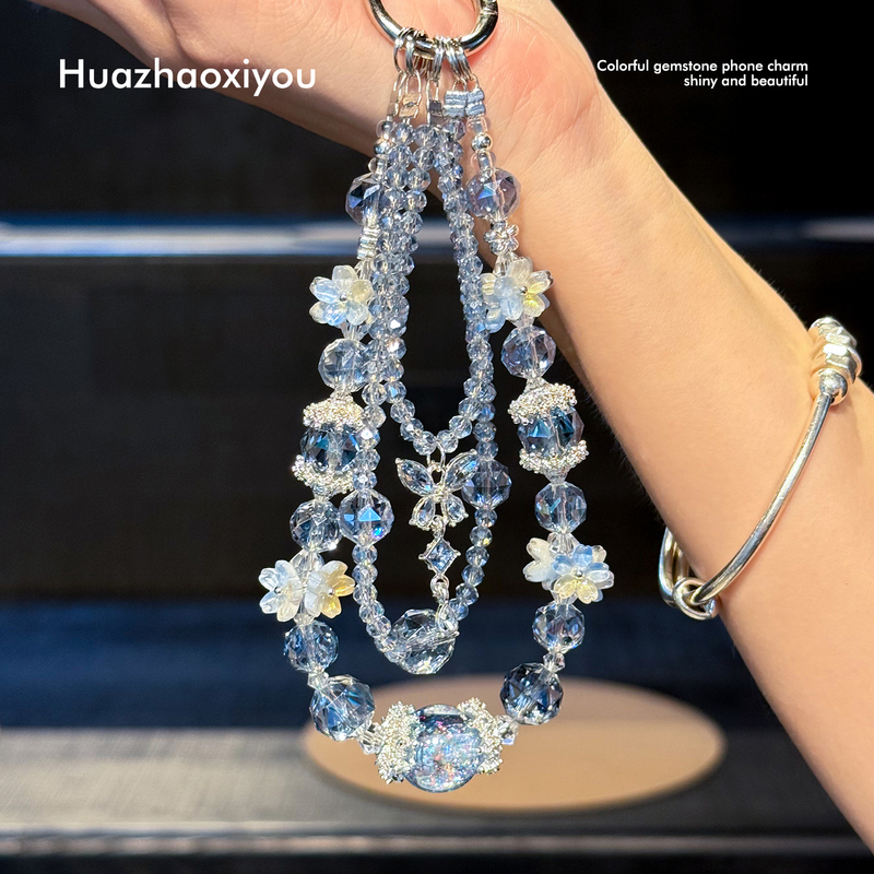 Heavy-Duty Shijia Sparkling Phone Chain Accessory, Wrist Phone Anti-Loss Crystal Chain, High-End Bag Charm, Light Luxury Keychain