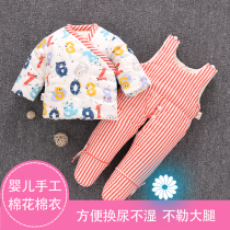 Baby handmade cotton padded clothes baby cotton suit men and women cotton newborn cotton padded jacket foot cotton pants thickened winter