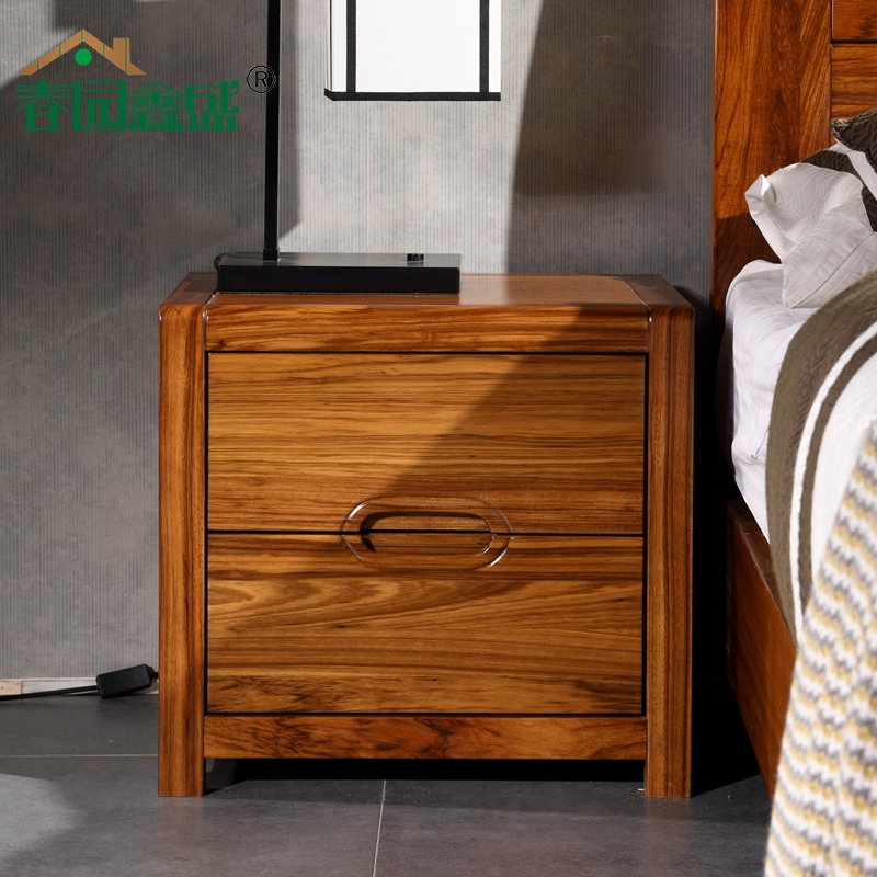 Full Solid Wood Ujin Wood Bed Head Cabinet Bedside Cabinet Double Pumping Modern Chinese Storage Bedroom Furniture 801