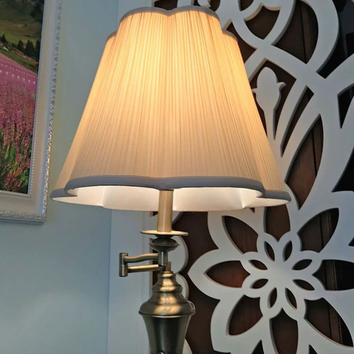 Fabric Table Lamp Shade, European and American Style Shell Accessories, Yellow Plum Blossom Shape, Bedroom Living Room Floor Lamp, Creative and Unique