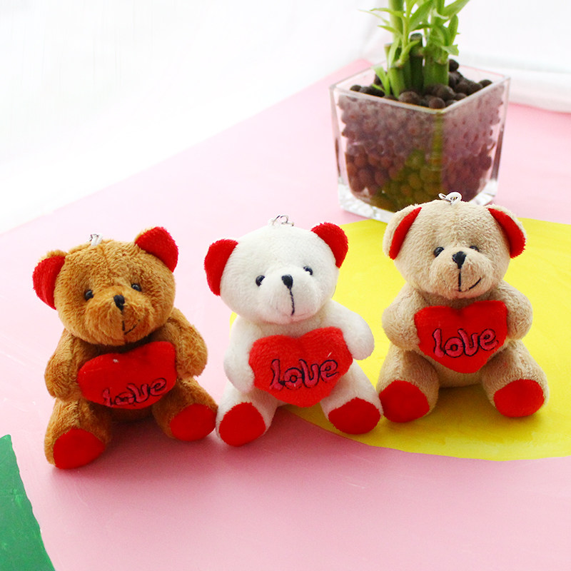 Cute hugging bear plush toy doll pendant bag keychain girl wedding throwing small gifts super cute
