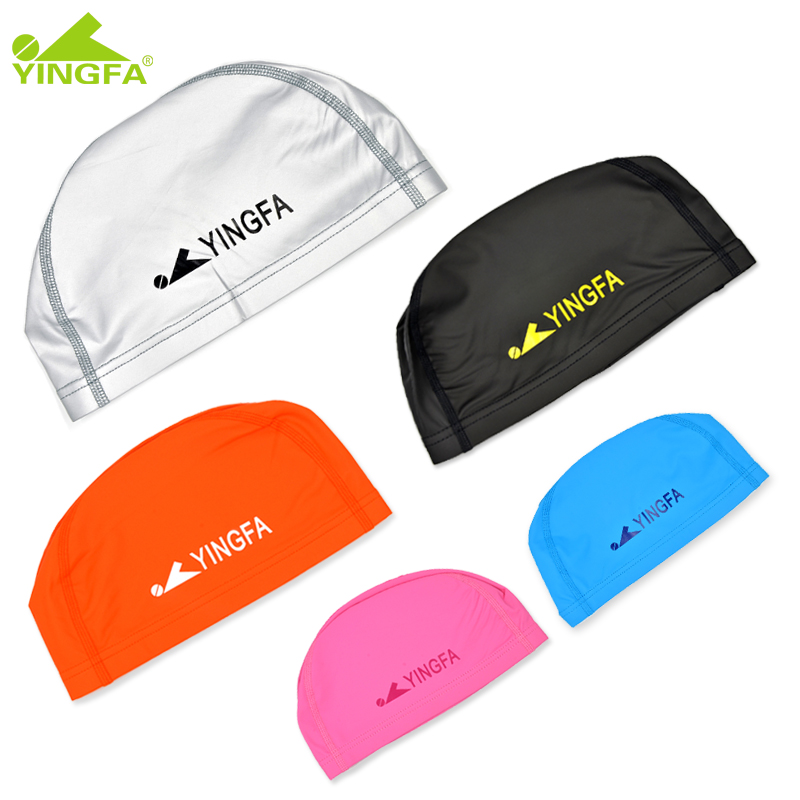 Yingfa pu cloth swimming cap Adult male and female youth long hair ear protection Waterproof non-strangling head comfortable and durable swimming cap