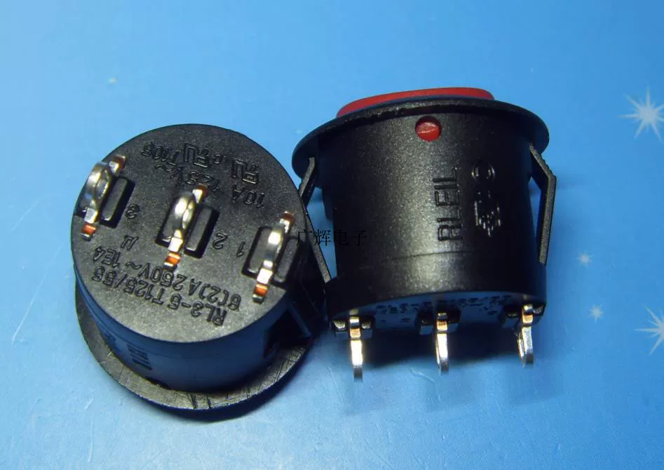 Круглая красная кнопочная качающаяся выключатель RLEIL RL3-5 6(2)A 250VAC T125/55 1E4