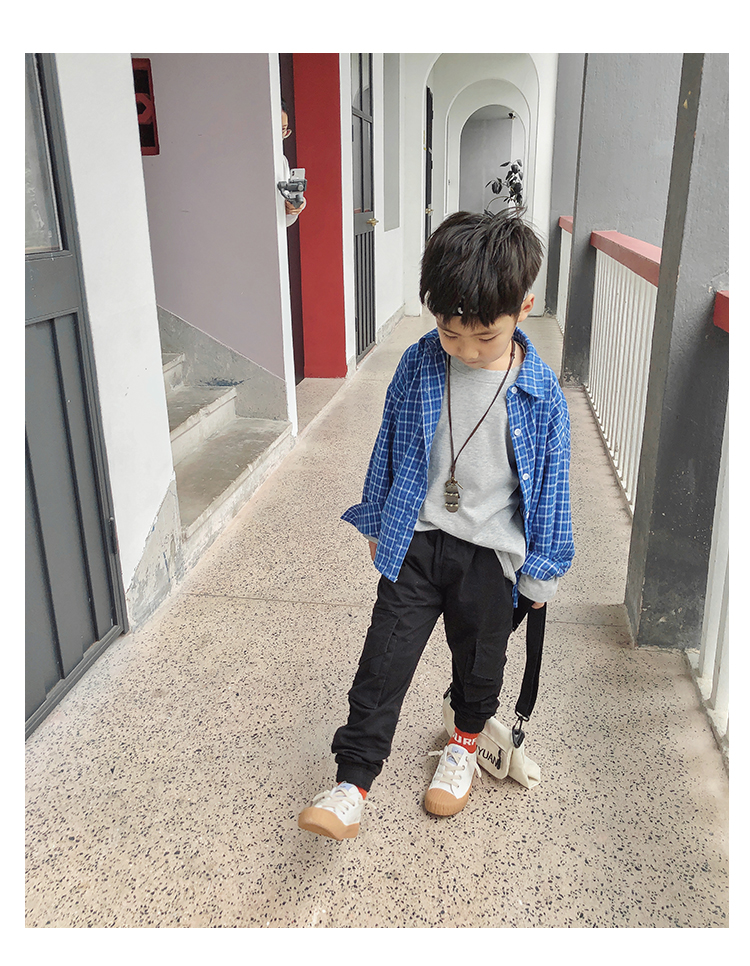 Áo sơ mi kẻ sọc cho bé trai Bộ đồ hai mảnh Áo sơ mi cộng với áo sơ mi Thu mới 2019 cho bé sơ mi - Áo sơ mi đồ cho bé gái