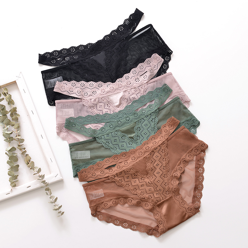 Summer ultra-thin sexy lace underpants female spring summer autumn winter brief hollowed-out low waist and no-scarred hot Girl Triangle pants