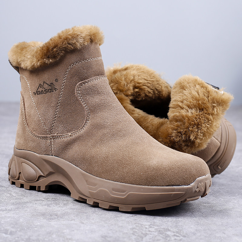 Winter thickened wool snow boots men's fur one northeast cold-proof boots outdoor high top non-slip cold area trend break