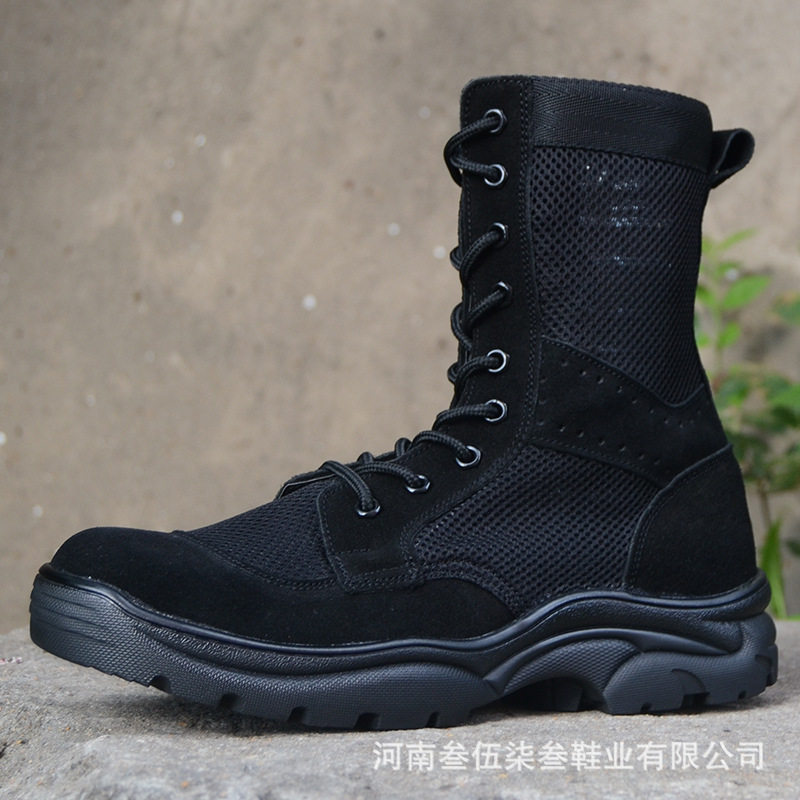 18 Summer Battle boots Anti-suede Net face Land combat boots Men and women Identical Breathable Mesh Tactical Boots Flight Boots For Training Boots