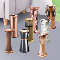 Stainless steel hotel trash can with ashtray sputum basin commercial round smoke extinguishing bucket small waist light luxury seat ash bucket