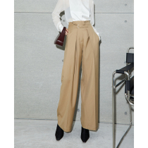 Z boss atmospheric cutting wool acetate blend comfortable not easy wrinkle casual folding plate wide leg straight pants women