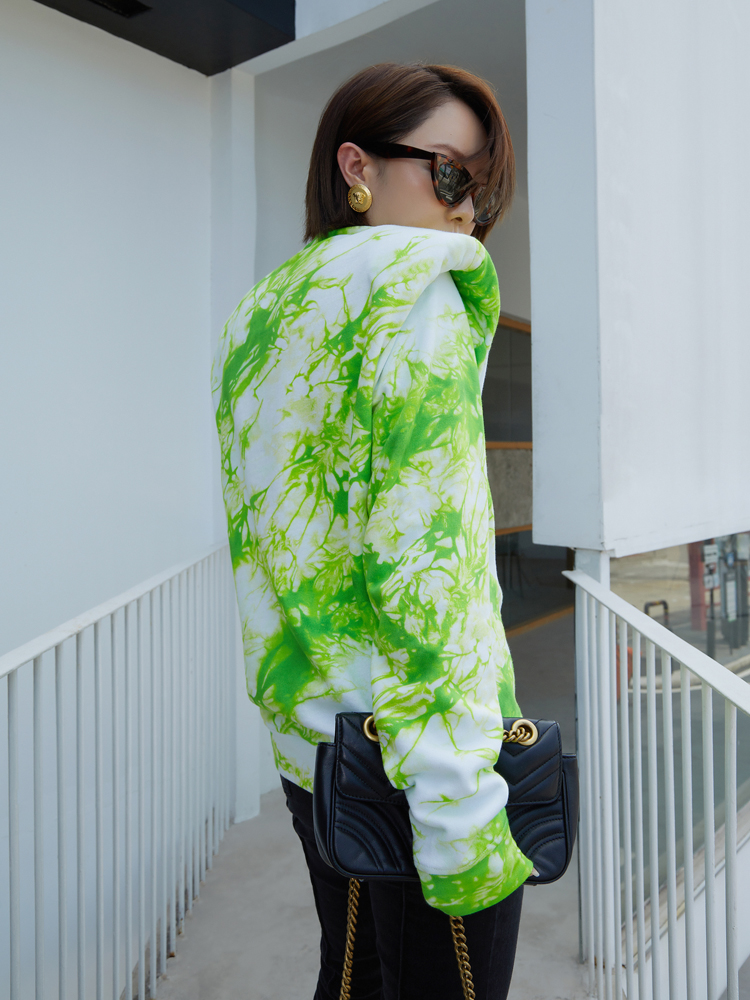 Clear cabin no back for printing medium long straight cylinder flat shoulder inline sleeves necrosary embroidered casual sweatshirt-Taobao