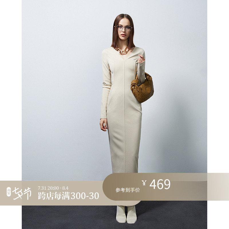 Z boss European and American minimalist V lead long sleeve temperament improvement qipao wind ruffled back to the coattails of the coattails and long version of the women