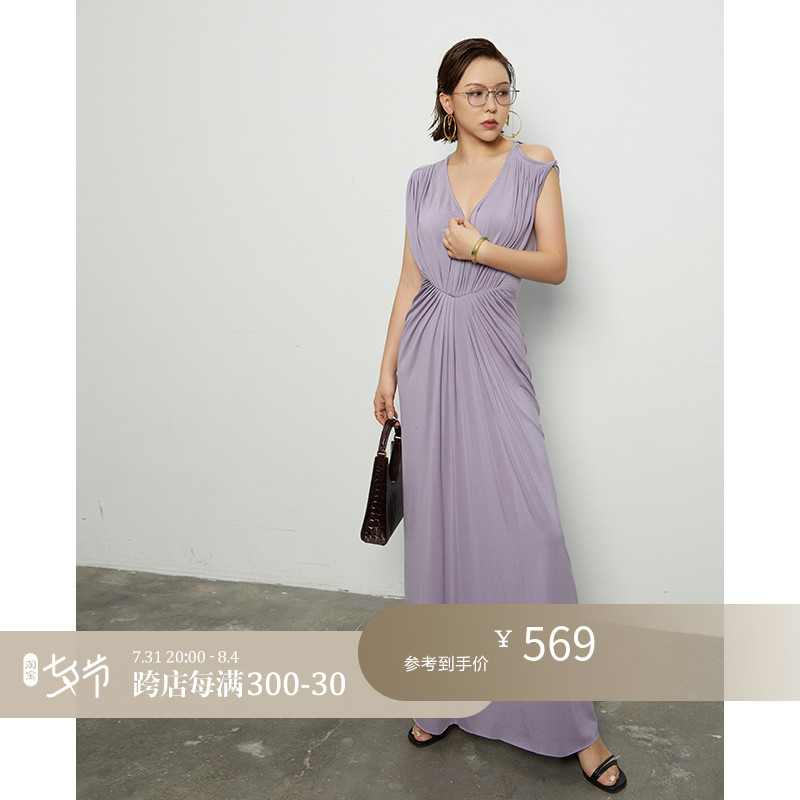 Z boss Athens Goddess Athenian goddess 128 handmade wrinkles advanced V neckline dresses foreign dress Greek wind evening gown