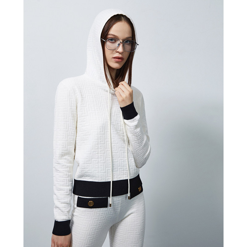 Z Boss Stereo Feel Back Wordmark Wool Weaters Casual Style Short design Lianhood Seamless Design Jacket Woman