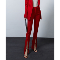 Z boss pencil pants wool foot mouth open diligent trousers fork pants waist slim soft nine points suit pants women