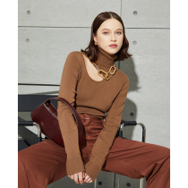 Z boss minimalist wool yarn delicate texture woolen sweater womens pullover high collar careful machine design sense sexy sweater women