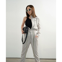 Z boss thin drop feeling jumpsuit military and political style copper ammonia silk jumpsuit