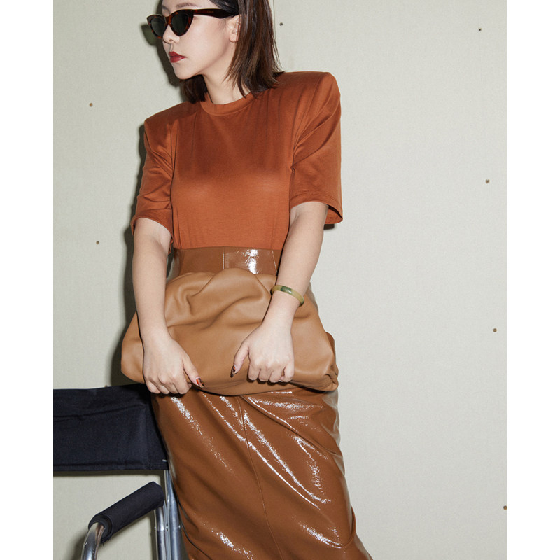 Z Boss Real Silk Blend Flat Shoulder Round Collar Base Style Undershirt Detachable Cushion Shoulder Loose Short Sleeve T-shirt Woman-Taobao