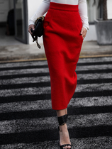Z boss Europe and America minimalist high-waisted wool woolen dress female priest design tapered European and American one-step skirt