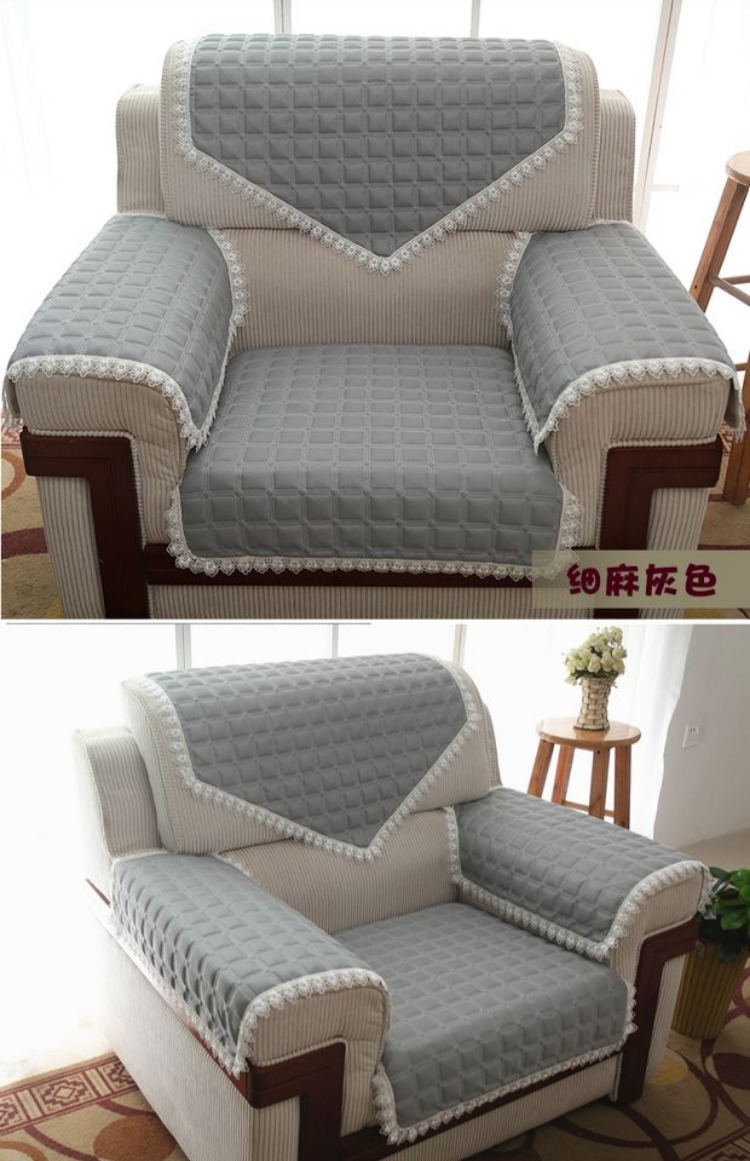 Sofa đơn đệm tay tựa lưng khăn đặt hội nghị phòng tiếp khách vải da sofa đệm không trượt mùa tốt lanh - Ghế đệm / đệm Sofa đệm ghế sa lông