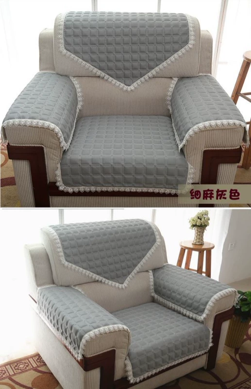 Sofa đơn đệm tay tựa lưng khăn đặt hội nghị phòng tiếp khách vải da sofa đệm không trượt mùa tốt lanh - Ghế đệm / đệm Sofa