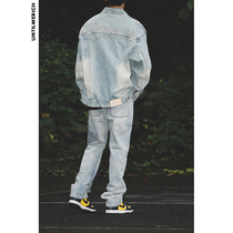  UNTILWERICH AUTUMN AND WINTER WASHED DENIM JACKET PATCHWORK EMBROIDERED LONG-SLEEVED JACKET LOOSE CASUAL MEN