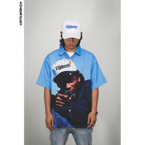  UNTILWERICH21 Summer American street hip-hop snoop dogg printed short-sleeved shirt niche couple