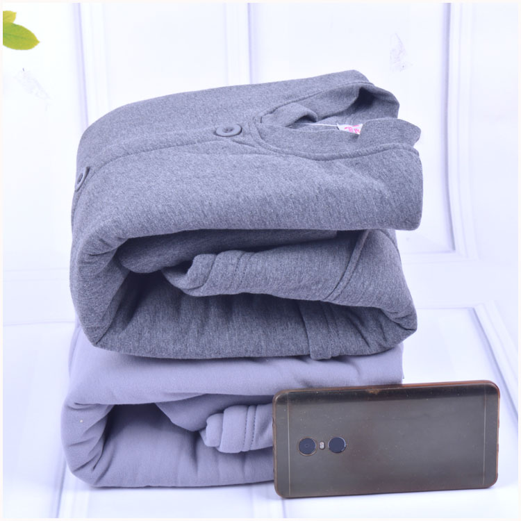 Quần lót nam một mảnh giữ nhiệt bằng vải cotton ba lớp ấm áp cotton trung niên cộng với phân bón để tăng áo khoác áo giữ nhiệt cổ lọ