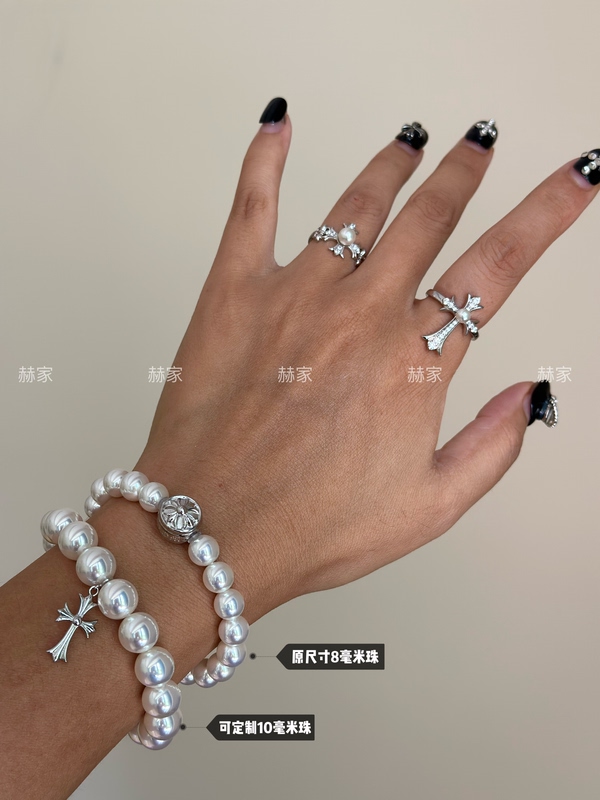 Kl Xintan Jianci Celebrity-Inspired 925 Sterling Silver Cross Pendant with Imitation Aurora Pearl Bracelet Trendy