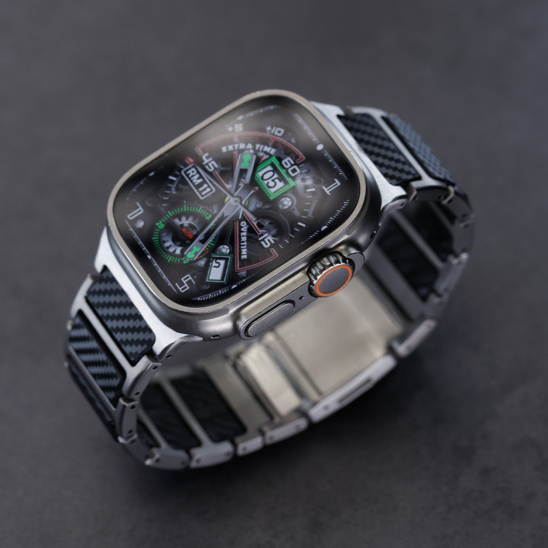 Titanium Alloy Carbon Fiber Pattern iWatch Strap Dual Material Suitable for Ultra3 Apple Watch Applewatch Ultra Light Titanium Alloy Carbon Fiber Pattern iWatch Strap Dual Material Suitable for Ultra3 Apple Watch Applewatch Ultra Light