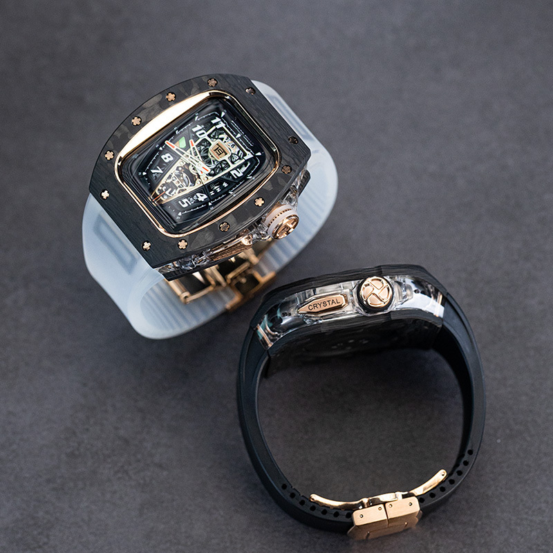 Crystal Carbon Fiber Apple Watch Modified Case 11 Is Suitable for Apple Watch iWatch Strap Ultra