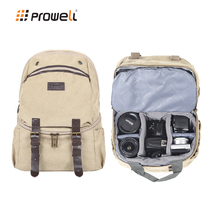 Prowell Germany Camera Backpack Double Shoulder Multifunction Digital Canon Single Anti-Retro Canvas Micro Single Photographic Bag
