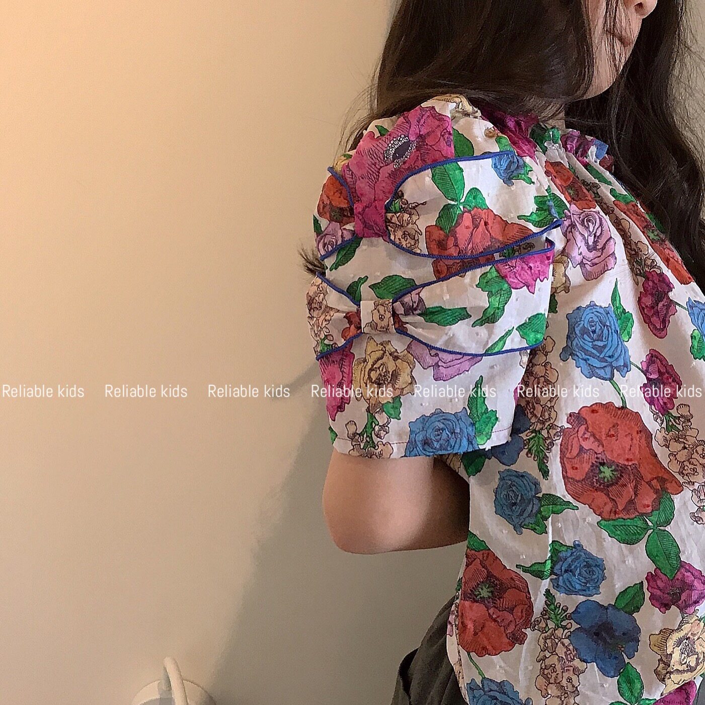 ┖Reliable kids┑Retro high-end designer style cotton light dress with flowers all over the sky, limited edition