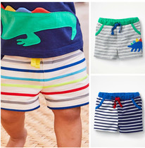 Spot BD MB Boy Clothing Boy Dinosaur Striped Pure Cotton 100 Lap Casual Shorts Beach Pants Pants l