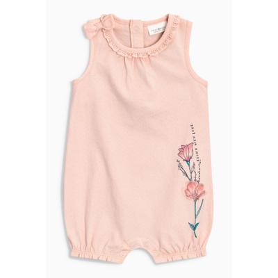 In-Stock Next Children's Clothing for Girls, Pink Floral Bird Print Sleeveless Short-Sleeve Romper Jumpsuit — 5