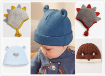 Spot British Next childrens clothing for boys and girls blue bear 3D dinosaur warm knitted hat ear protection hat