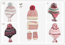 Spot next childrens clothing boys and girls new color hair ball knitted hat wool scarf glove set