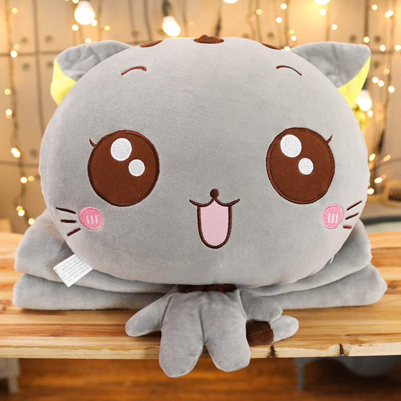 Cute cat nap pillow quilt dual-use cushion air conditioner warm hand intervening office pillow blanket pillow