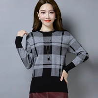 Áo len nữ thời trang Hàn Quốc nhỏ bé mùa đông ấm áp và thoải mái tay dài kẻ sọc cổ ấm Áo len ấm áp - Áo len thể thao / dòng may áo len ulzzang