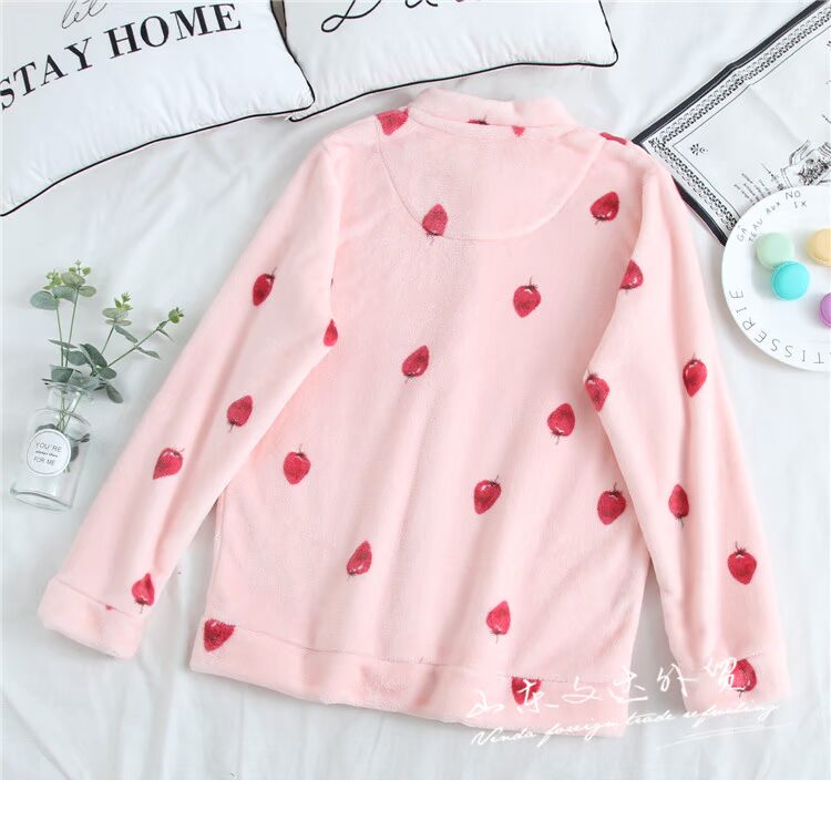 Nhật Bản đơn đồ ngủ phụ nữ mùa đông flannel áo dày phim hoạt hình phụ nữ ngọn dài tay san hô lông cừu dịch vụ nhà đầm nữ