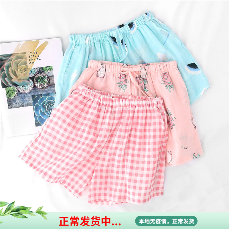 Spring Summer Pure Cotton 50% Cotton Yarn Sleeping Pants Lady Double cotton gauze All cotton thin Home Sleeping Pants can be worn outside for large size